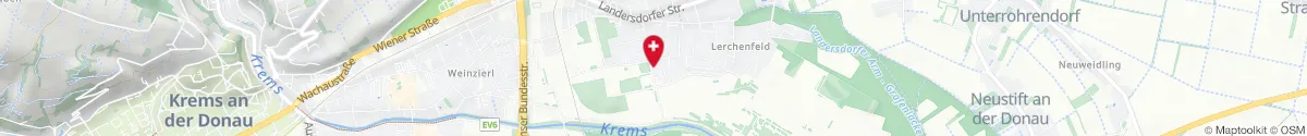 Kartendarstellung des Standorts für Apotheke Lerchenfeld in 3500 Krems-Lerchenfeld